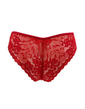 Culotte rouge en dentelle avec nœud en satin