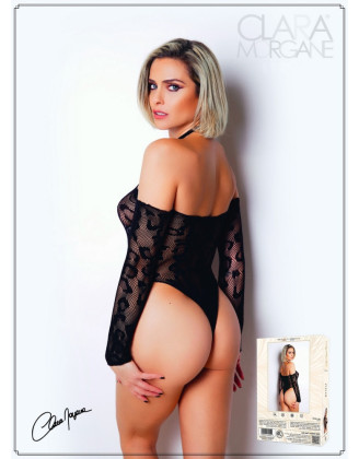 Body résille noire manches longues - Le Numéro 5 - Collection Body