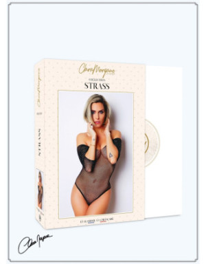 Body noir avec manches 3/4 - Le Numéro 2 - Collection Strass