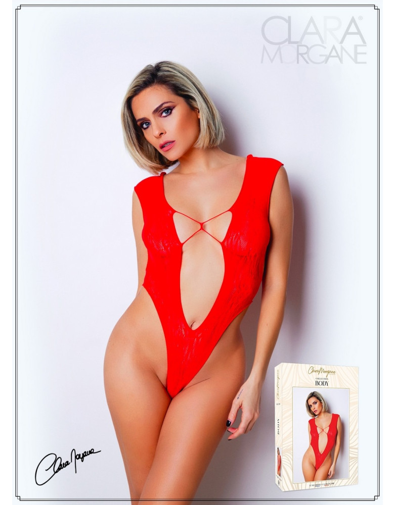 Body Rouge avec décolleté plongeant - Le Numéro 2 - Collection Body