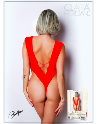 Body Rouge avec décolleté plongeant - Le Numéro 2 - Collection Body