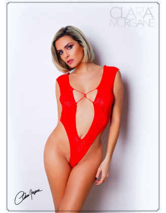 Body Rouge avec décolleté plongeant - Le Numéro 2 - Collection Body