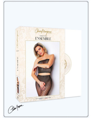 Ensemble 2 pièces résille ouvert à l'entrejambe - Le Numéro 2 - Collection Ensemble