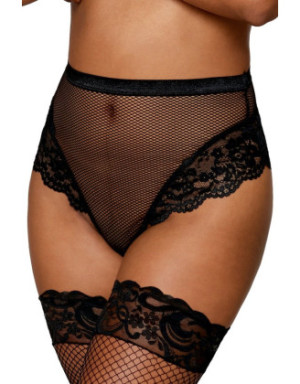 String résille taille haute avec porte-jarretelles noir