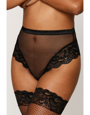 String résille taille haute avec porte-jarretelles noir