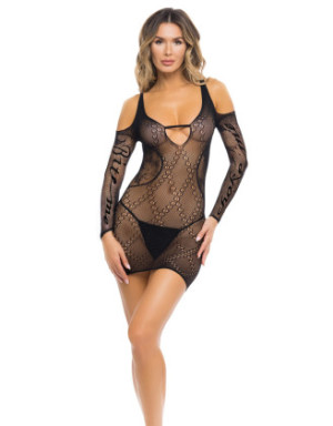 Robe résille noire "Bite Me & Choke Me"