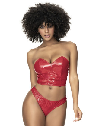 Ensemble lingerie Deux Pièces "Wet Look" Rouge
