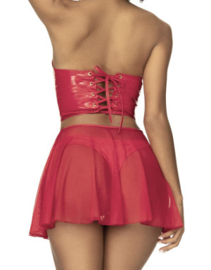 Ensemble lingerie Deux Pièces "Wet Look" Rouge