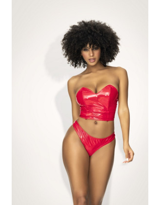 Ensemble lingerie Deux Pièces "Wet Look" Rouge