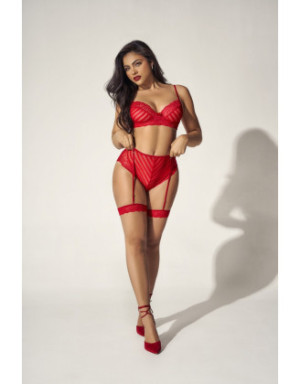 Ensemble deux pièces en dentelle rouge