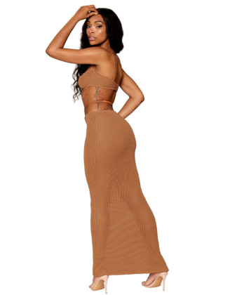 Jupe longue et soutien-gorge avec chaine doré