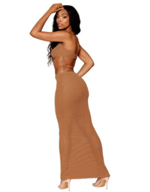 Jupe longue et soutien-gorge avec chaine doré