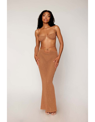 Jupe longue et soutien-gorge avec chaine doré