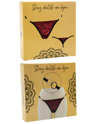 String bordeaux avec anneaux détachables