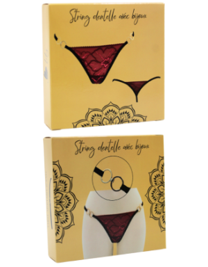 String bordeaux avec anneaux détachables