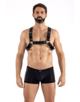 Harnais homme simili cuir avec sangles croisées dans le dos