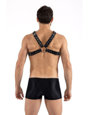 Harnais homme simili cuir larges sangles avec anneaux