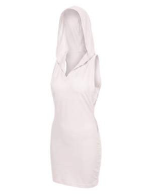 Robe blanche sensuelle avec capuche et bandeau poitrine Adriana