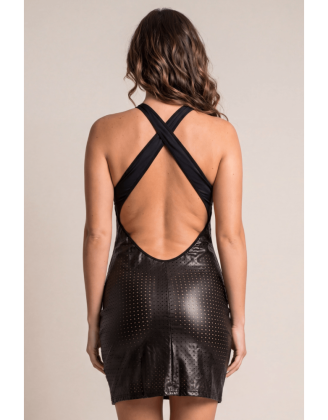 Robe noire simili cuir Margot