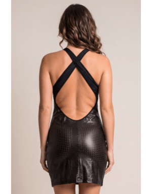 Robe noire simili cuir Margot