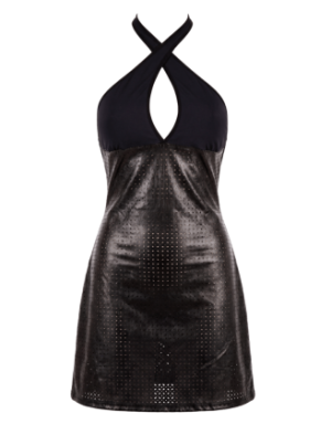 Robe noire simili cuir Margot