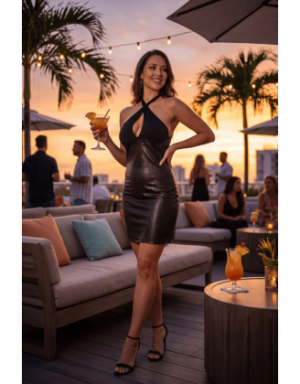 Robe noire simili cuir Margot
