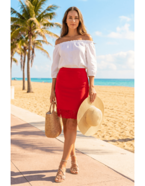 Jupe longue rouge Maria