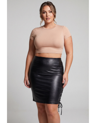 Jupe longue simili cuir noir Paloma