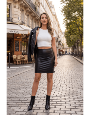 Jupe longue simili cuir noir Paloma