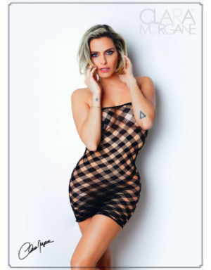 Mini Robe noire, résille avec  motif damier - Le Numéro 2 - Collection Robe