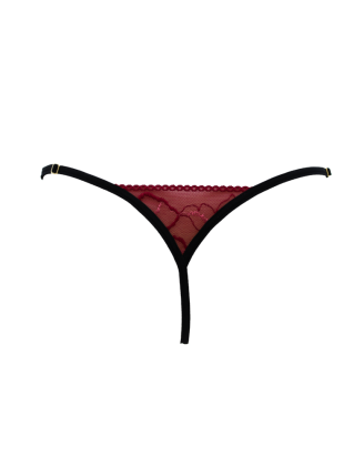 String bordeaux avec anneaux détachables