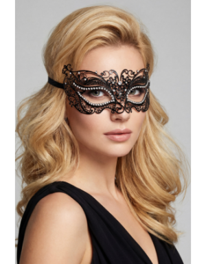 Masque vénitien Alba rigide noir avec strass