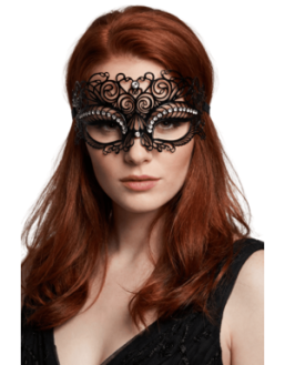 Masque vénitien Giulia rigide noir avec strass