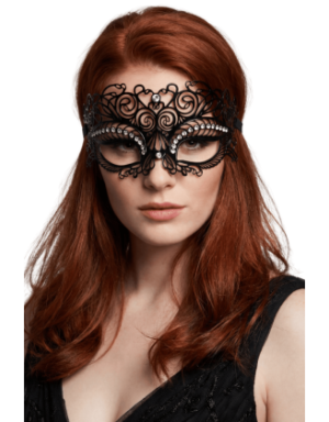 Masque vénitien Giulia rigide noir avec strass