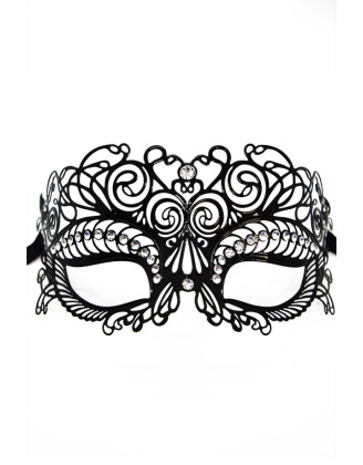 Masque vénitien Giulia rigide noir avec strass