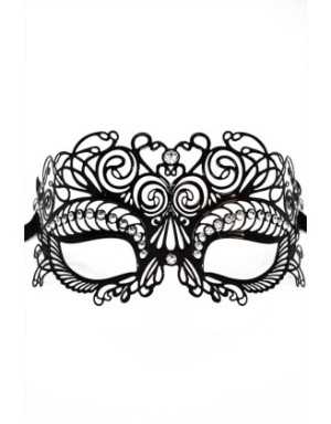 Masque vénitien Giulia rigide noir avec strass