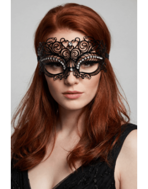 Masque vénitien Giulia rigide noir avec strass