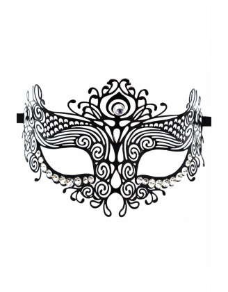 Masque vénitien Ornella rigide noir avec strass