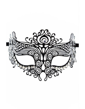 Masque vénitien Ornella rigide noir avec strass