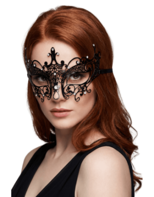 Masque vénitien Lucia rigide noir  avec strass