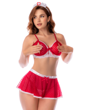 Ensemble infirmière lingerie noir avec jupe – Mapalé
