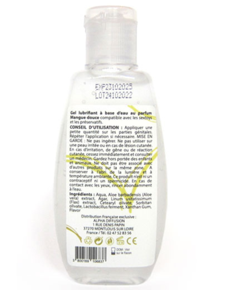 Lubrifiant à base d'eau 100% naturel Mangue Douce 90 ml