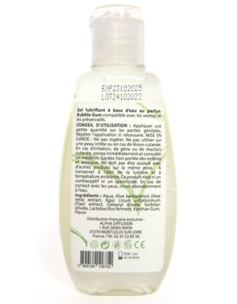 Lubrifiant à base d'eau 100% naturel Bubble Gum 90 ml