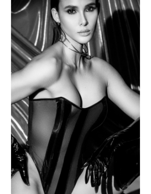 Body bustier en résille noir effet liquide avec laçage dos - Mapalé