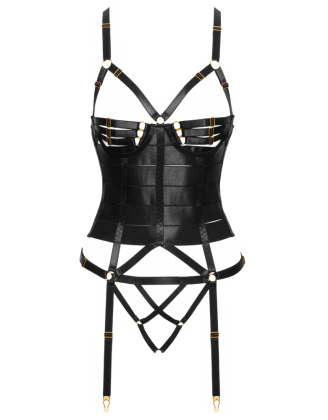 Corset porte-jarretelles et string assorti - Cottelli