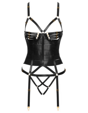 Corset porte-jarretelles et string assorti - Cottelli