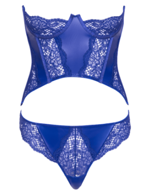 Ensemble corset bustier bleu royal avec string - Cottelli