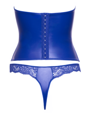 Ensemble corset bustier bleu royal avec string - Cottelli