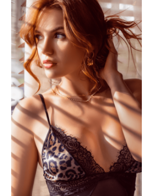 Babydoll noir en maille transparente avec dentelle imprimé animal – Mapalé