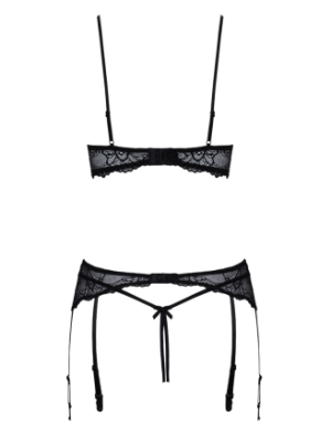 Soutien-gorge balconnet, porte-jarretelles & string ouvert - Cottelli
